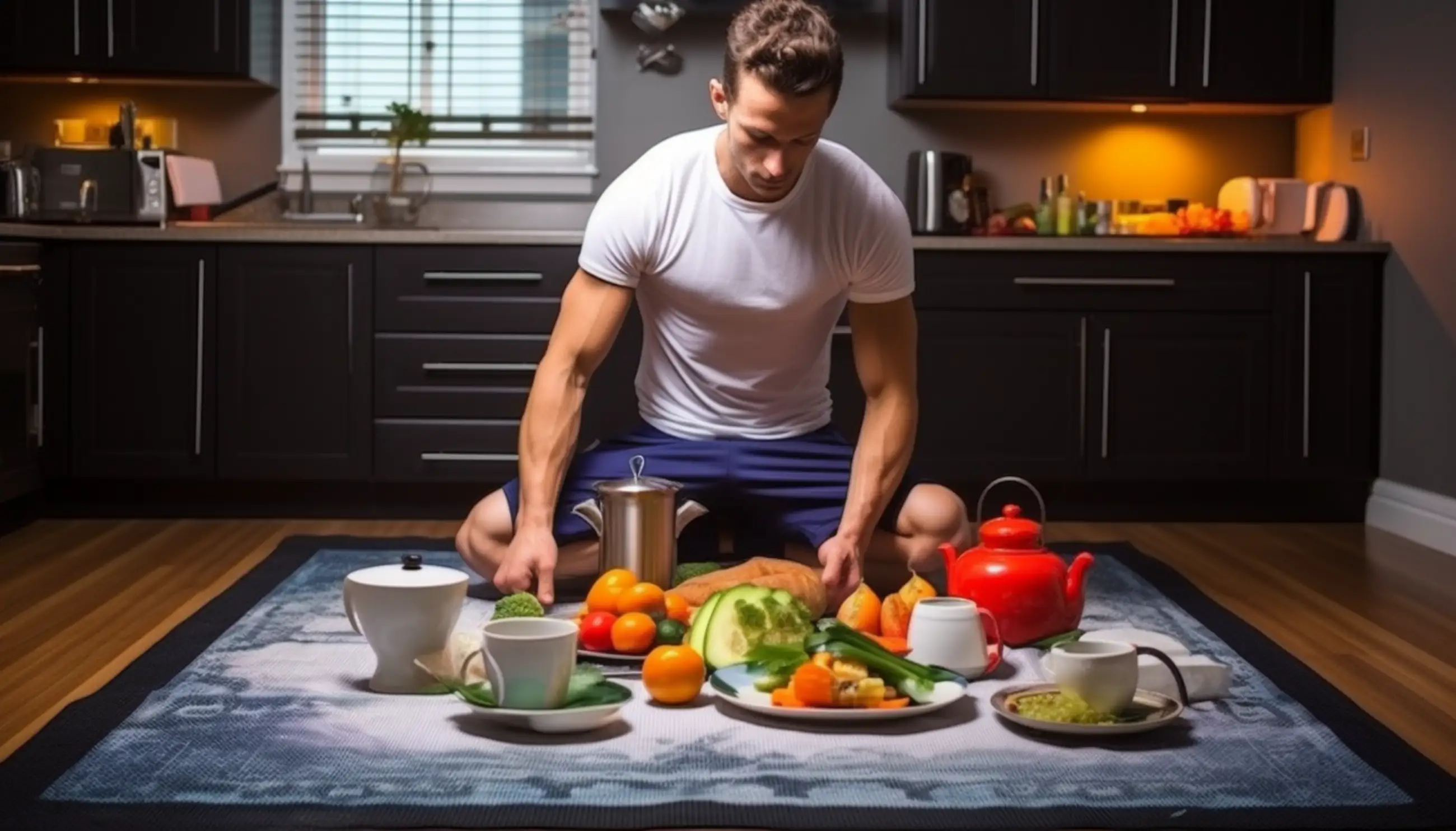 un homme prépare de la nourriture dans la cuisine