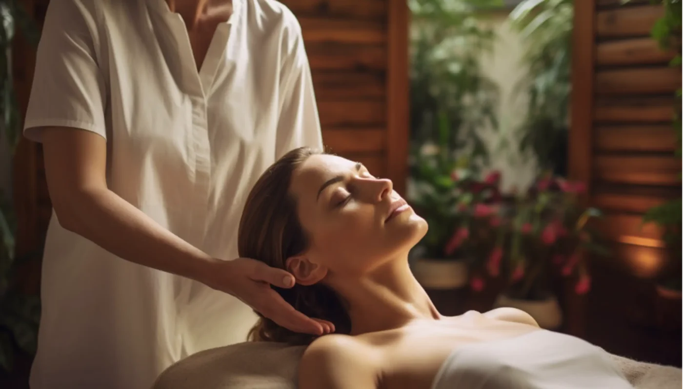 une femme recevant un massage du dos dans un spa